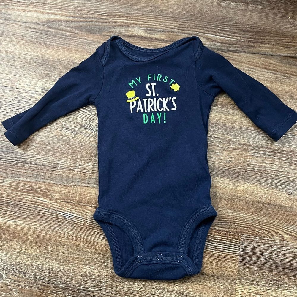Carter’s Just One You It’s My First St. Patrick’s Day Blue Baby Boy Onesie